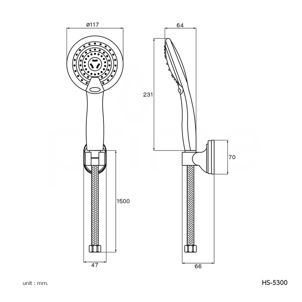 ชุดฝักบัวสายอ่อน 3 ระดับ PRIME HS-5300