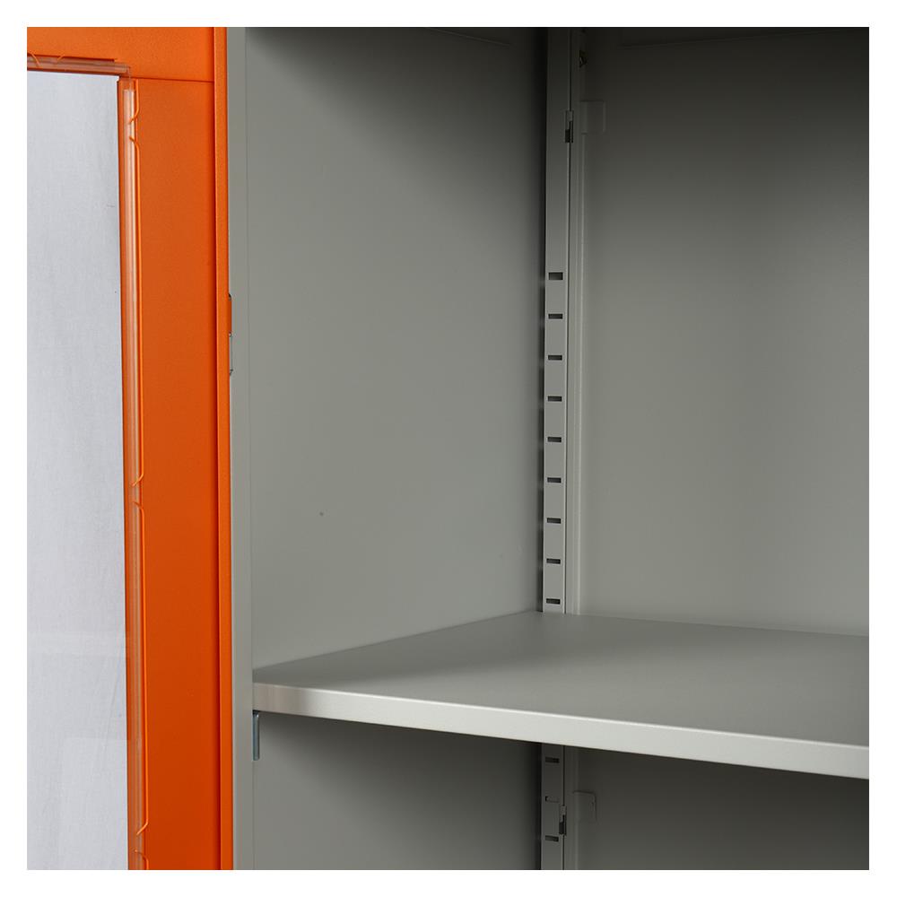 ตู้เหล็กสูงบานเปิดกระจก ลัคกี้ เวิลด์ KWG-183 สีส้ม