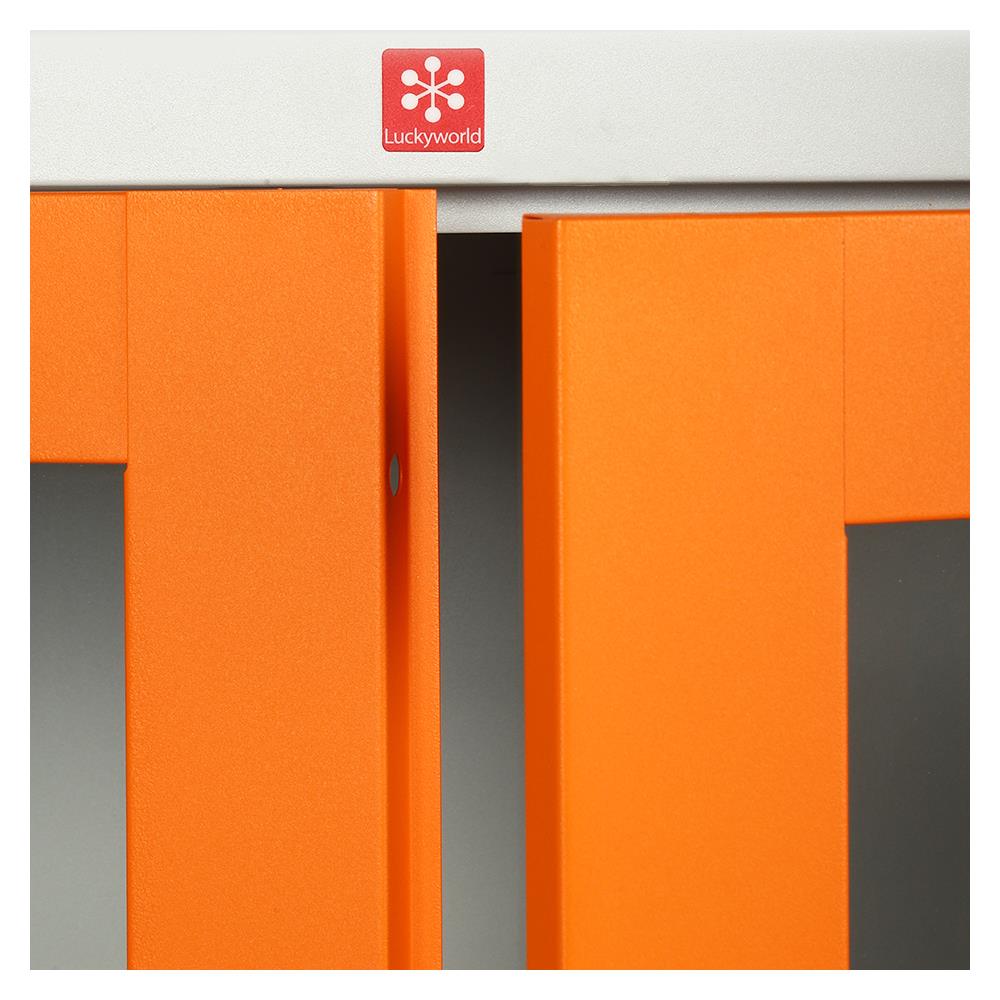 ตู้เหล็กสูงบานเปิดกระจก ลัคกี้ เวิลด์ KWG-183 สีส้ม