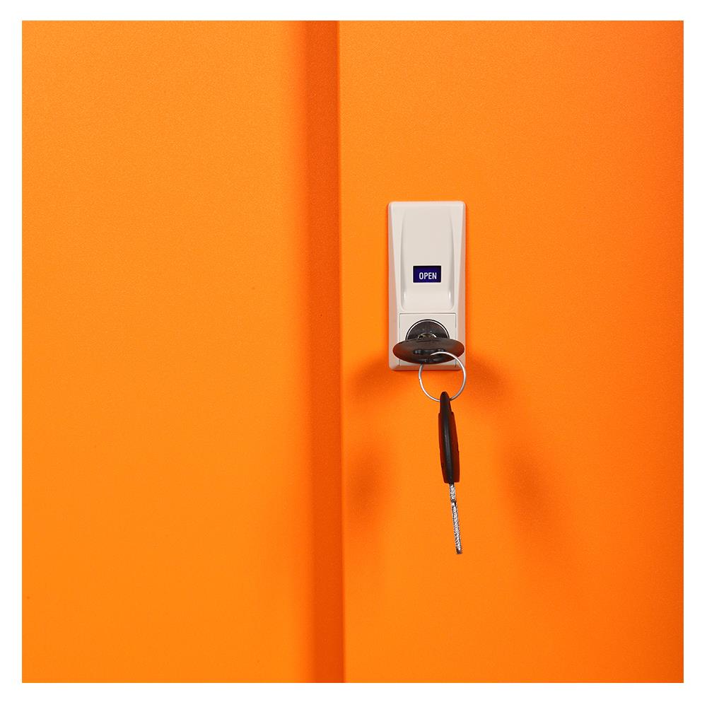 ตู้เหล็กสูงบานเลื่อนทึบ KSS-914 LUCKY WORLD สีส้ม