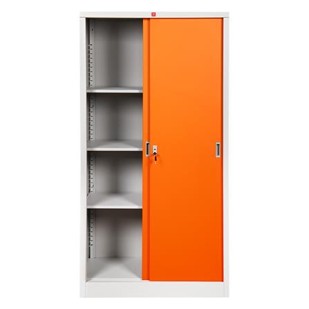 ตู้เหล็กสูงบานเลื่อนทึบ KSS-914 LUCKY WORLD สีส้ม_1