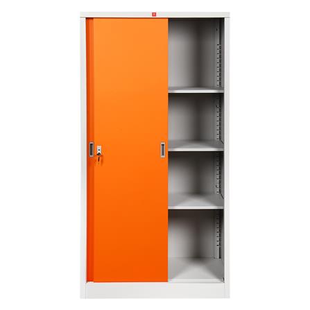 ตู้เหล็กสูงบานเลื่อนทึบ KSS-914 LUCKY WORLD สีส้ม_2