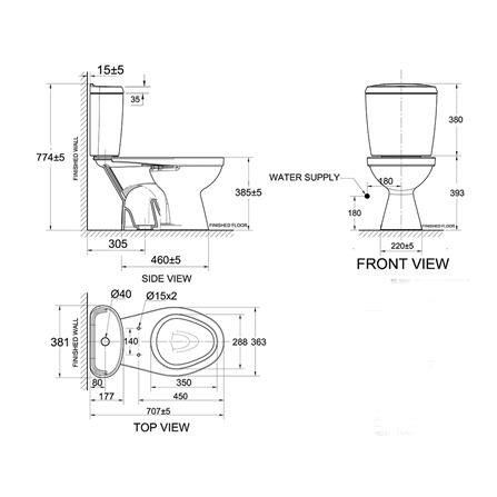สุขภัณฑ์ 2 ชิ้น AMERICAN STANDARD TF-2696SCW-WT-0 4.5 ลิตร สีขาว_1