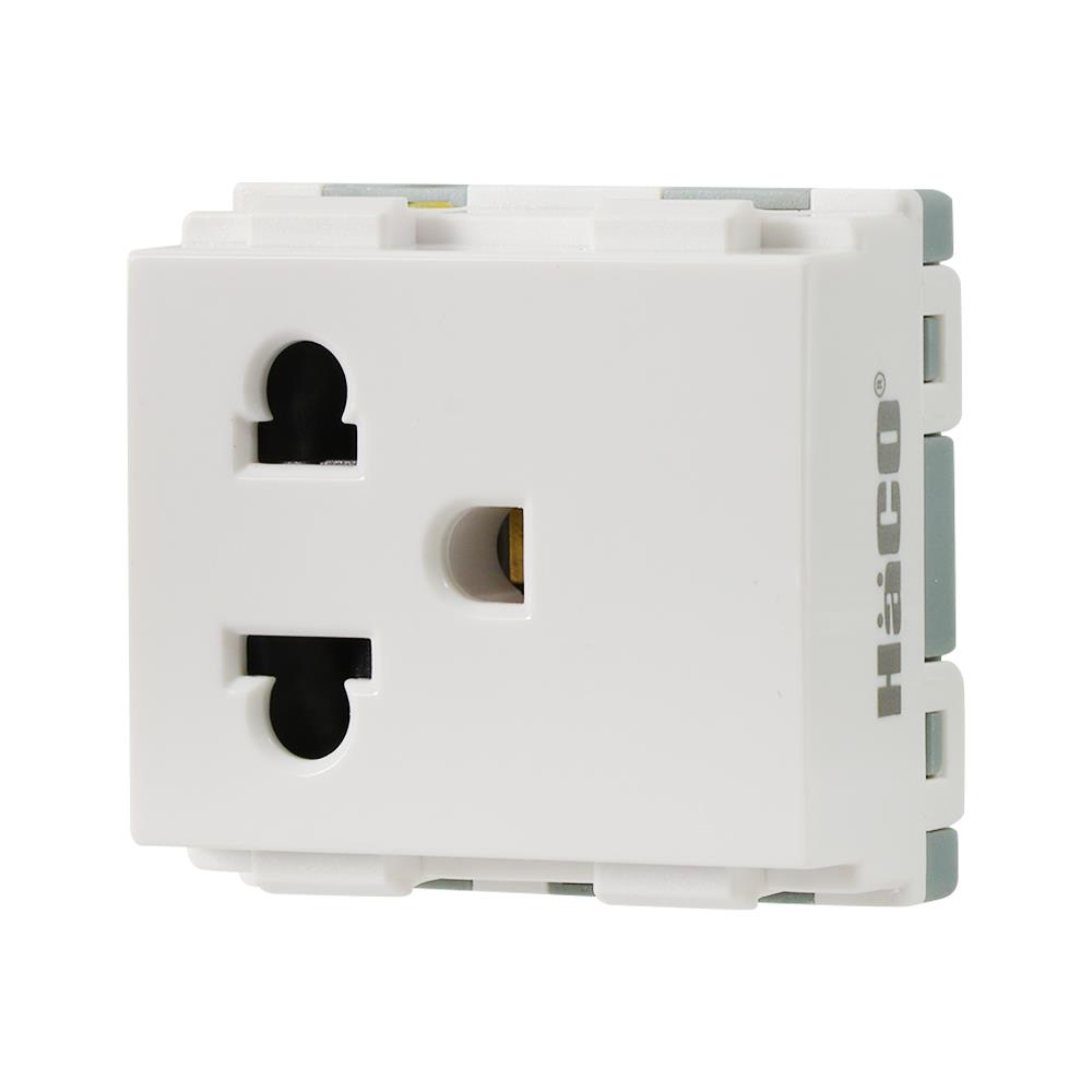 เต้ารับเดี่ยว 3 ขา HACO W8416V สีขาว