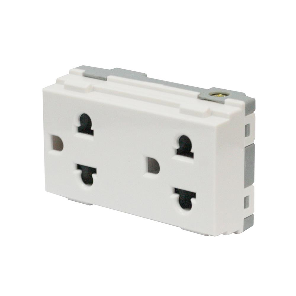 เต้ารับคู่ 3 ขา มีม่านนิรภัย HACO W8416V2 สีขาว