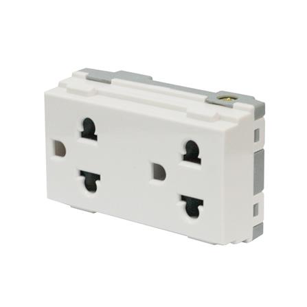 เต้ารับคู่ 3 ขา มีม่านนิรภัย HACO W8416V2 สีขาว