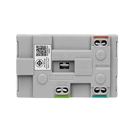 เต้ารับคู่ 3 ขา มีม่านนิรภัย HACO W8416V2 สีขาว_1