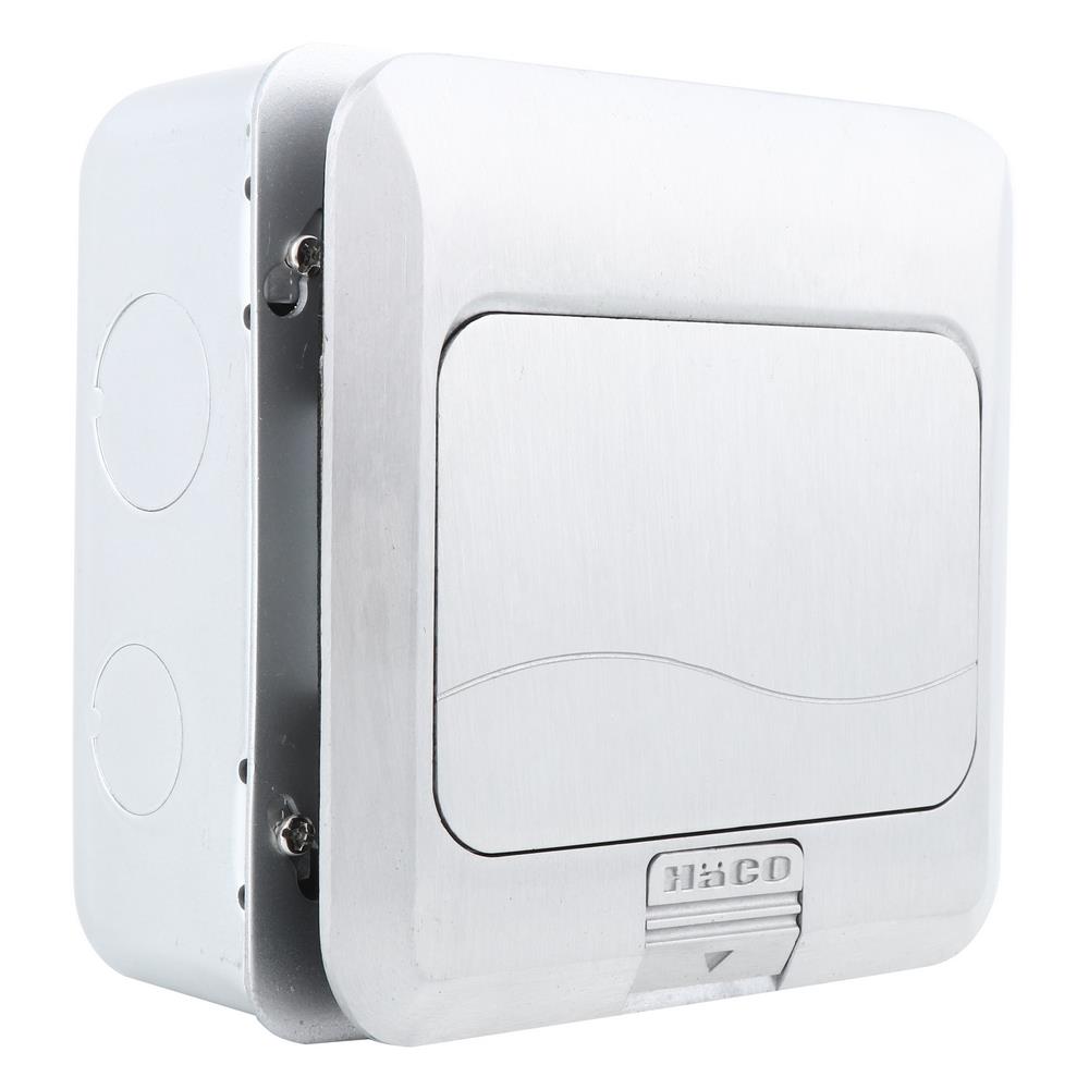 เต้ารับฝังพื้นอะลูมิเนียม HACO HPU-1AMS/T สีเทา