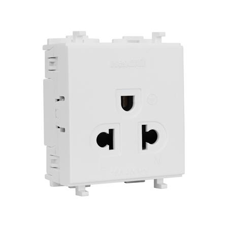 เต้ารับเดี่ยวมีกราวด์ 3 ขากลมแบน HACO E-132 สีขาว_1