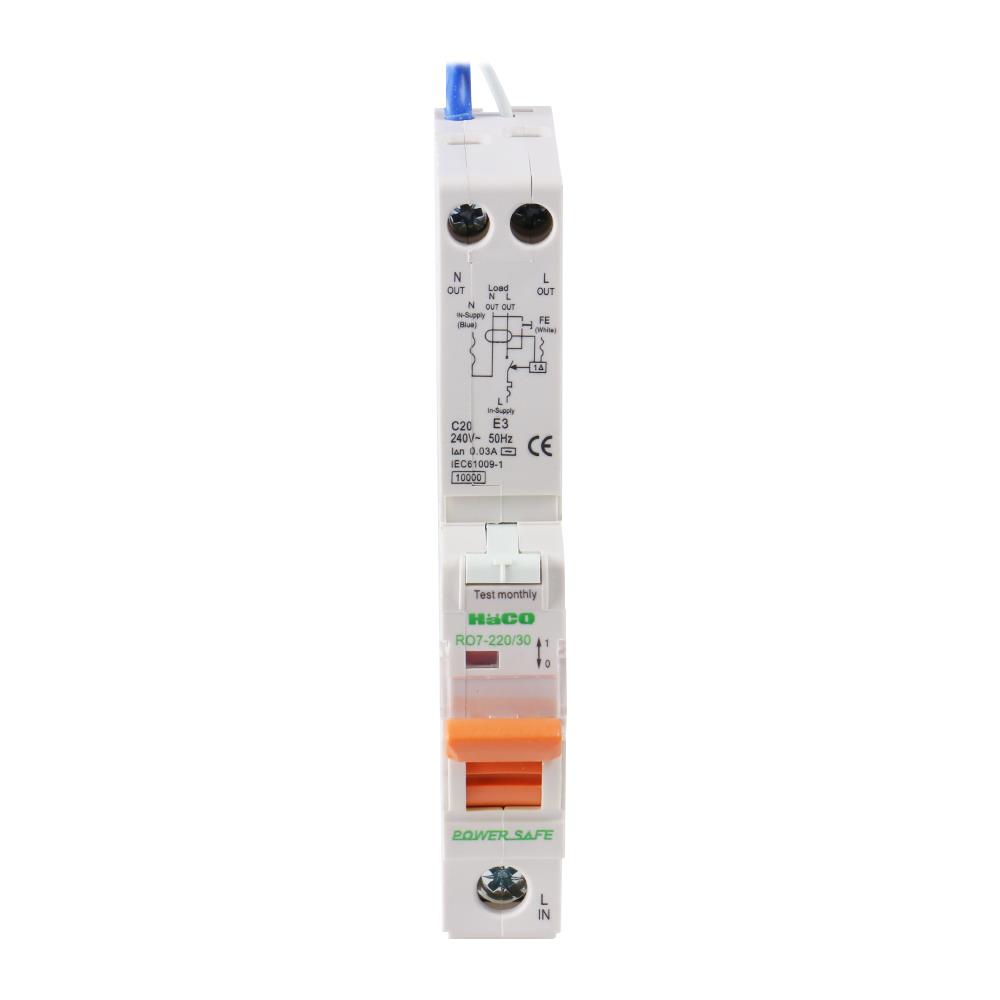 เซอร์กิตเบรกเกอร์กันไฟดูด/กันไฟรั่ว 20 แอมป์ 2 โพล 1 เฟส HACO RO7