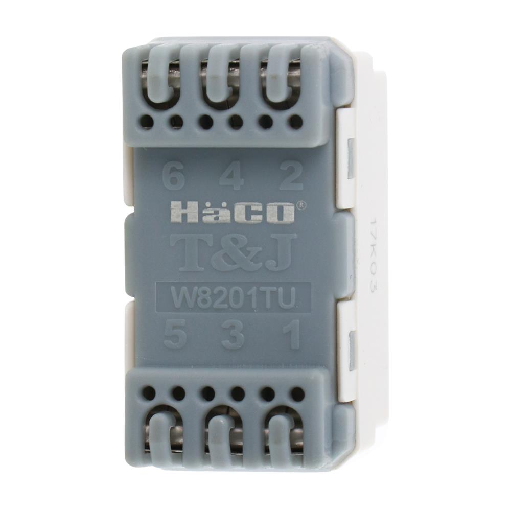 เต้ารับโทรศัพท์ HACO 6P/4C W8201TU สีขาว