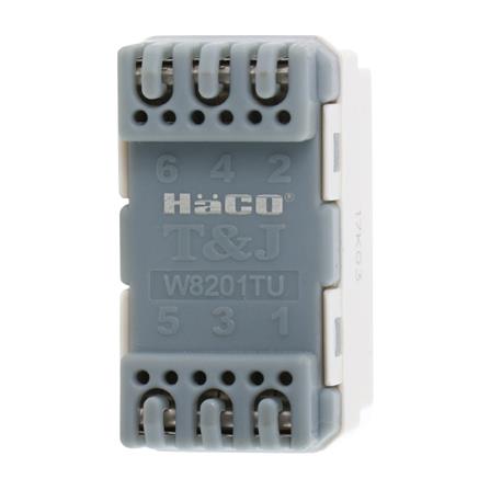 เต้ารับโทรศัพท์ HACO 6P/4C W8201TU สีขาว_2