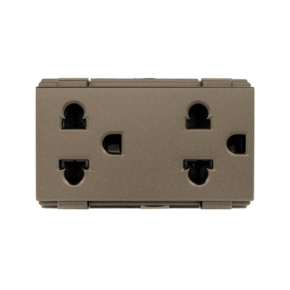 เต้ารับคู่ 3 ขา มีม่านนิรภัย HACO W8416V2-ST สี MATT BLACK