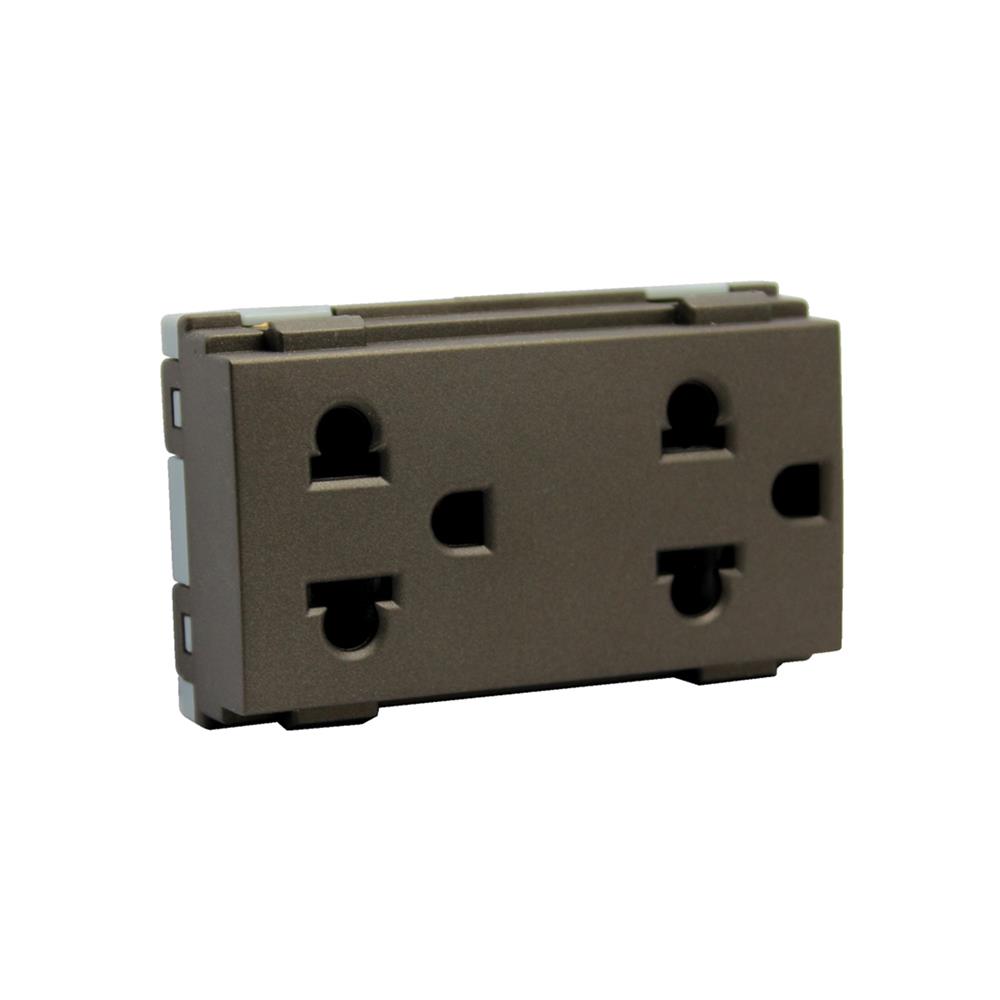 เต้ารับคู่ 3 ขา มีม่านนิรภัย HACO W8416V2-ST สี MATT BLACK