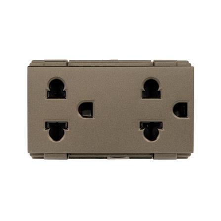 เต้ารับคู่ 3 ขา มีม่านนิรภัย HACO W8416V2-ST สี MATT BLACK