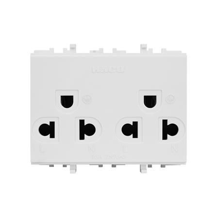 เต้ารับคู่ 3 ขา มีม่านนิรภัย HACO E-233 สีขาว_0