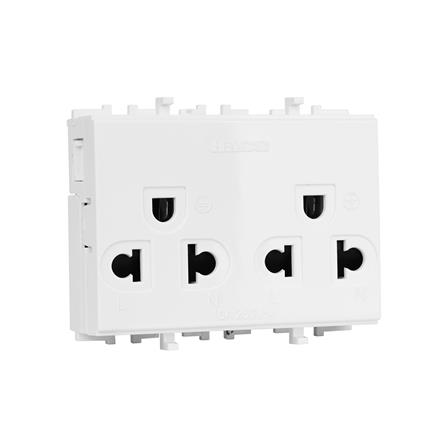 เต้ารับคู่ 3 ขา มีม่านนิรภัย HACO E-233 สีขาว_1