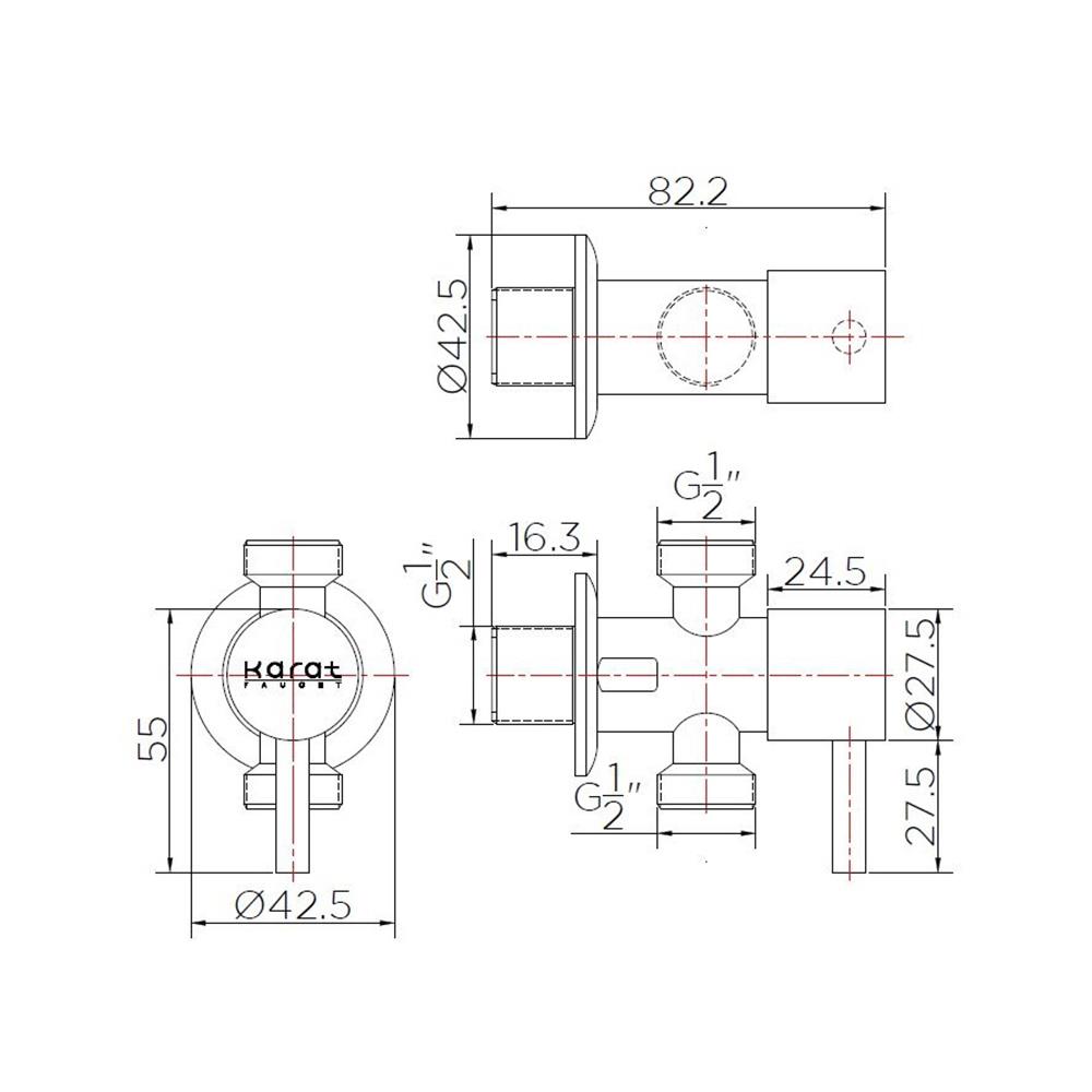 สต๊อปวาล์ว 2 ทาง KARAT KA-01-482-50 สีโครม