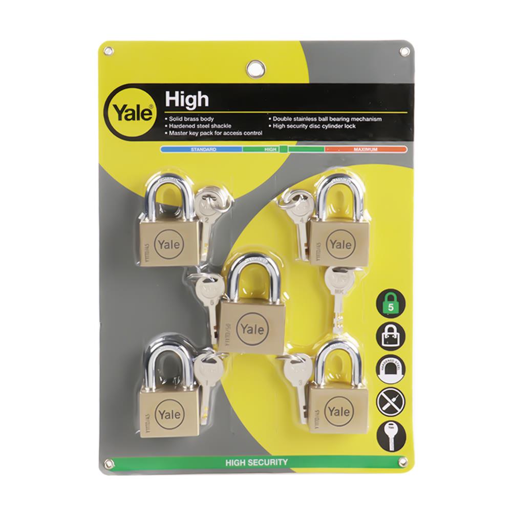 กุญแจมาสเตอร์คีย์ YALE BD45-50SSM5 45-50 มม. สีทองเหลือง (แพ็ก 5 ชิ้น)