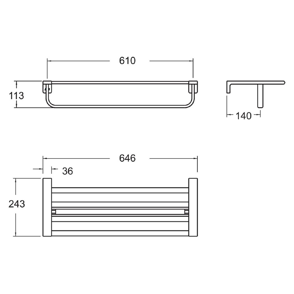 ชั้นวางพร้อมราวแขวนผ้า AMERICAN STANDARD K-1395-53-N สีโครม