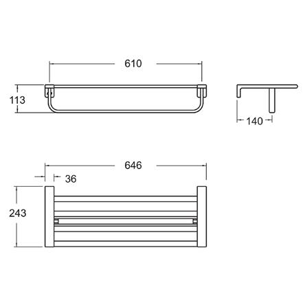 ชั้นวางพร้อมราวแขวนผ้า AMERICAN STANDARD K-1395-53-N สีโครม_2