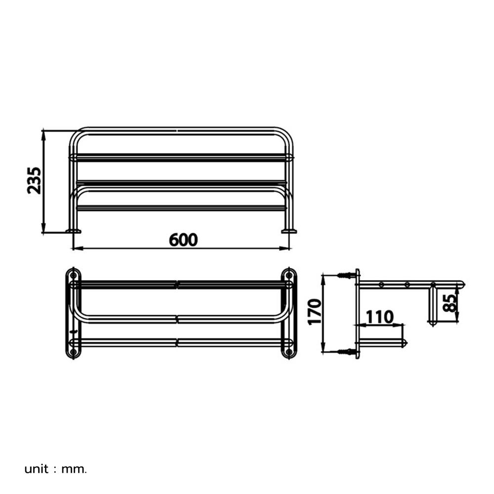 ชั้นวางพร้อมราว COTTO CT0154(HM) สเตนเลส