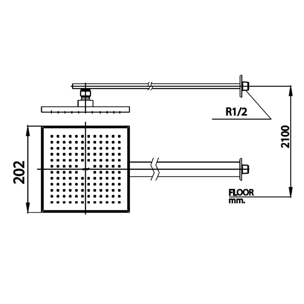 ฝักบัวก้านแข็งพร้อมก้าน COTTO OH Z95 สีโครม