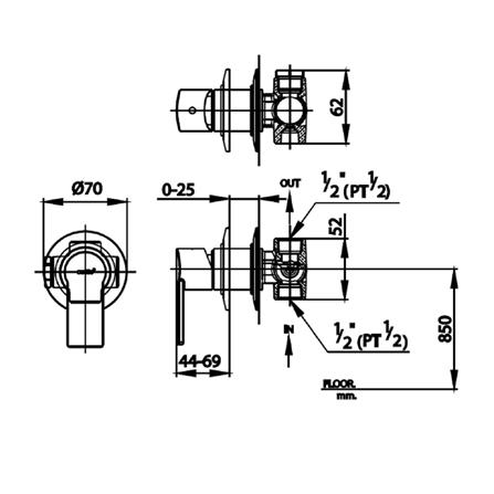 วาล์วฝังกำแพงเดี่ยว COTTO CT1116A_1