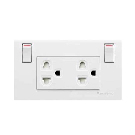 ชุดเต้ารับคู่พร้อมสวิตช์ควบคุม PANASONIC WEGP 1282 สีขาว_0