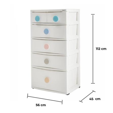 ตู้ลิ้นชัก 5 ชั้น STACKO D10 56x45x112 ซม. สีขาว_6