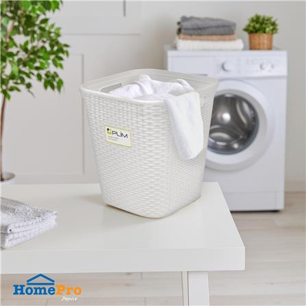 ตะกร้าผ้าเหลี่ยมสูง 5989 ขาว PLIM_3