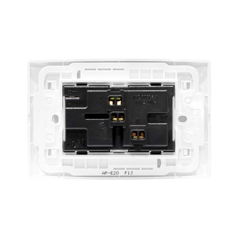 ชุดเต้ารับคู่ 3 ขากลมแบน HACO AP-E20 สีขาว