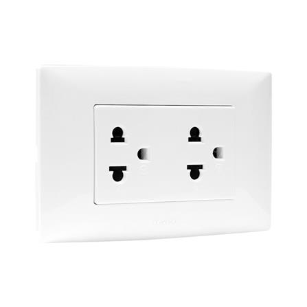 ชุดเต้ารับคู่ 3 ขากลมแบน HACO AP-E20 สีขาว_1