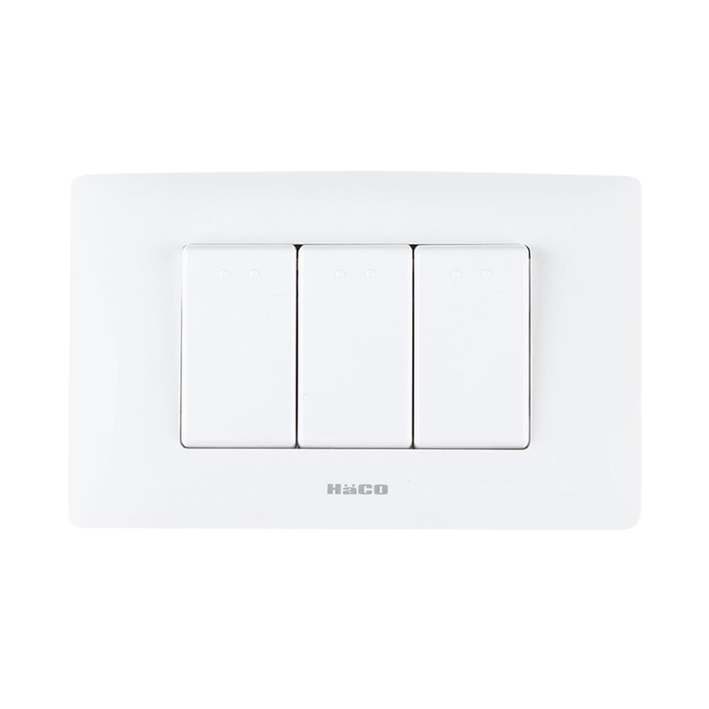 ชุดสวิตช์ 1 ทาง 3 ช่อง HACO AP-S31  สีขาว