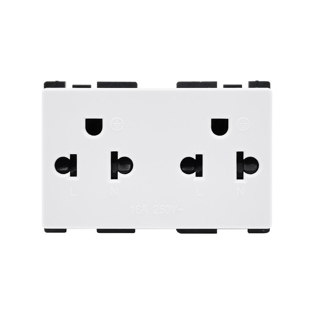 เต้ารับคู่ 3 ขา มีม่านิรภัย HACO AP-E233 สีขาว