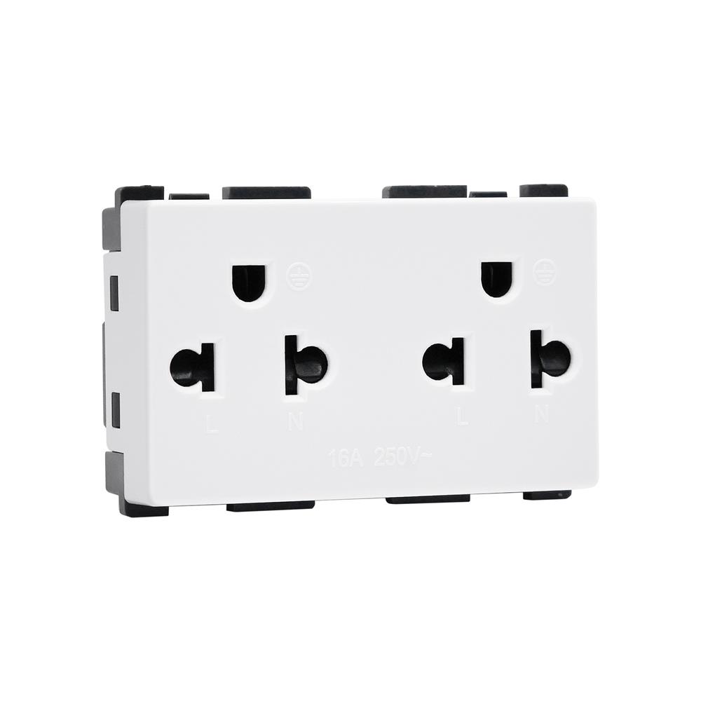 เต้ารับคู่ 3 ขา มีม่านิรภัย HACO AP-E233 สีขาว