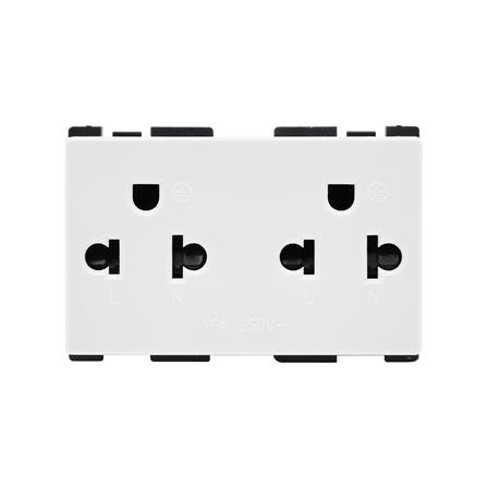 เต้ารับคู่ 3 ขา มีม่านิรภัย HACO AP-E233 สีขาว