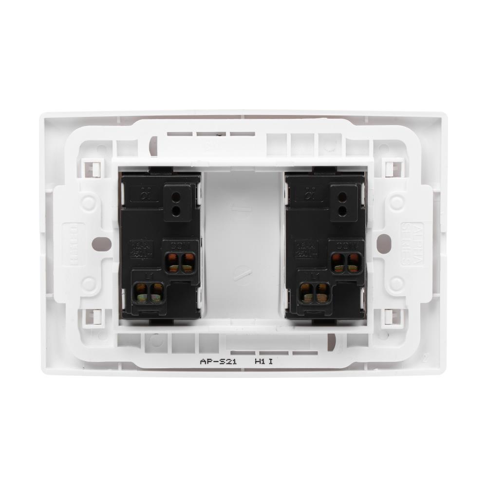 ชุดสวิตช์ 1 ทาง 2 ช่อง HACO AP-S21 สีขาว