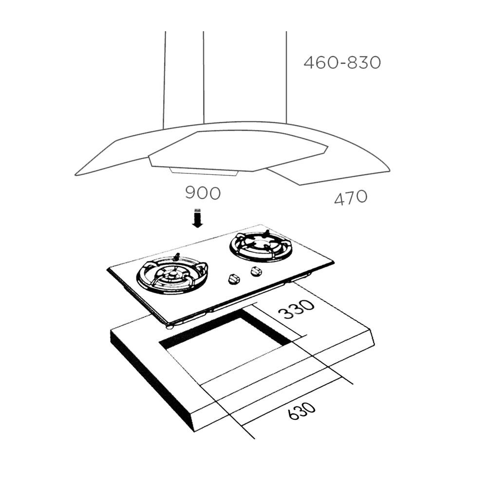 เตาฝัง+เครื่องดูดควัน LUCKY FLAME RG-961S+LBS-962