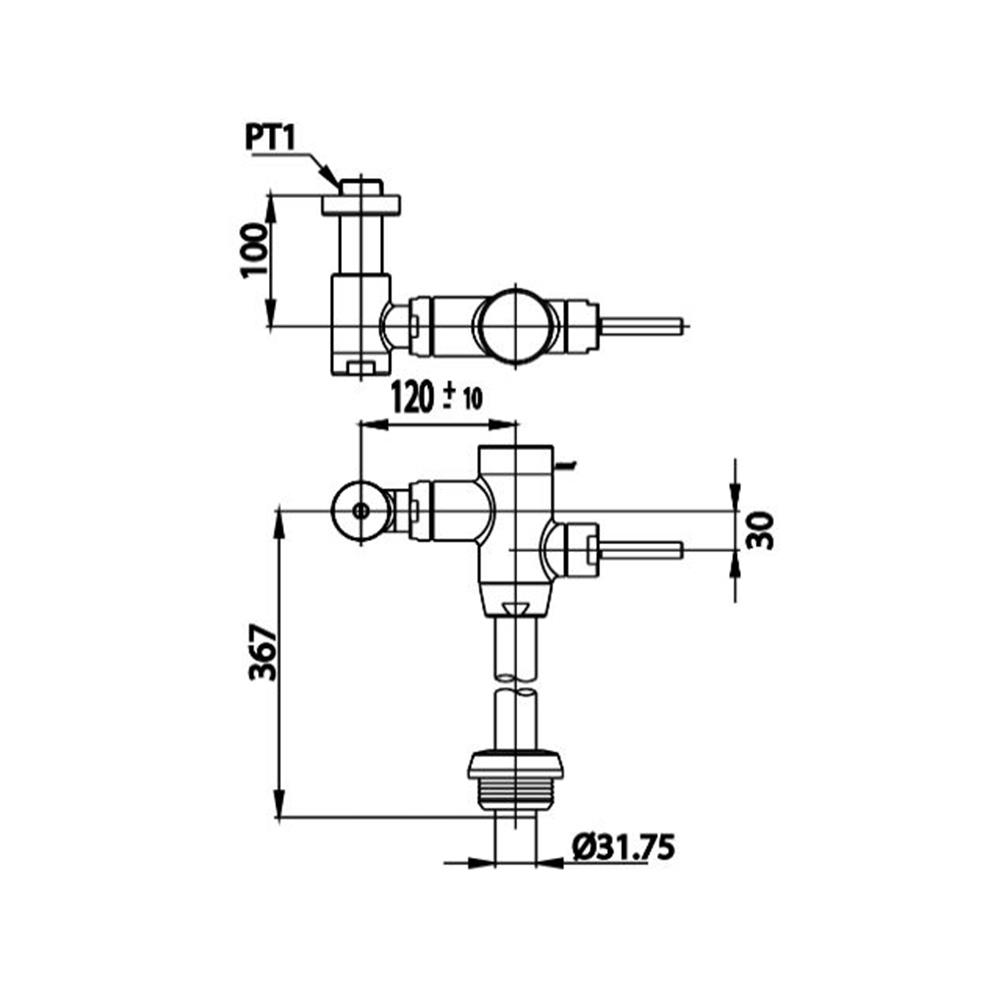 ฟลัชวาล์วสุขภัณฑ์นั่งราบ CT458NS