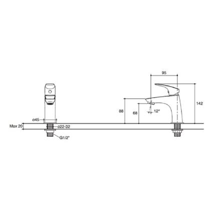 ก๊อกอ่างล้างหน้าเดี่ยว ENGLEFIELD K-76952X-4CD-CP_1