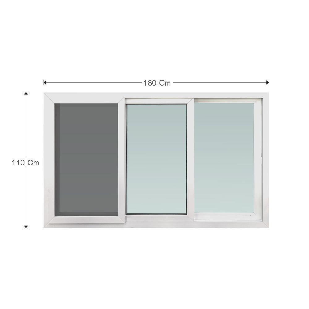 หน้าต่าง UPVC บานเลื่อน S-F-S มุ้ง AZLE 180x110 ซม. สีขาว