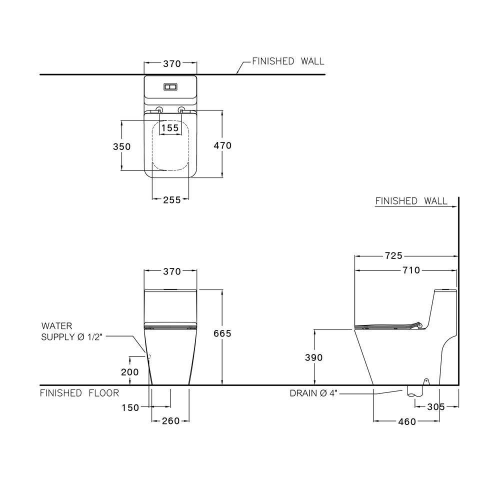 สุขภัณฑ์ 1 ชิ้น COTTO C10327 2.5/4 ลิตร สีขาว