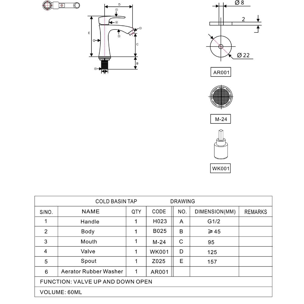 ก๊อกอ่างล้างหน้าเดี่ยว NOVABATH NVG-CT113