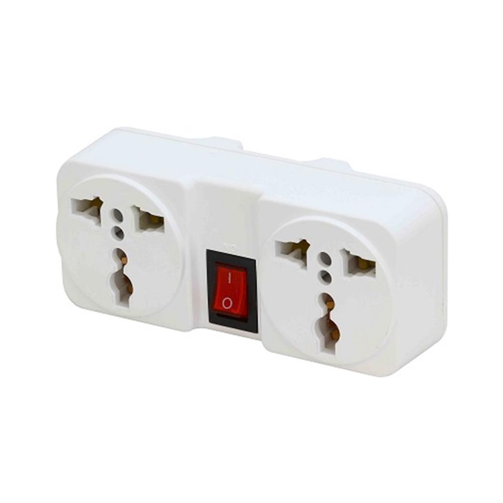 ปลั๊กแปลง 3 ขากลมแบน TOSHINO TW2-B สีขาว