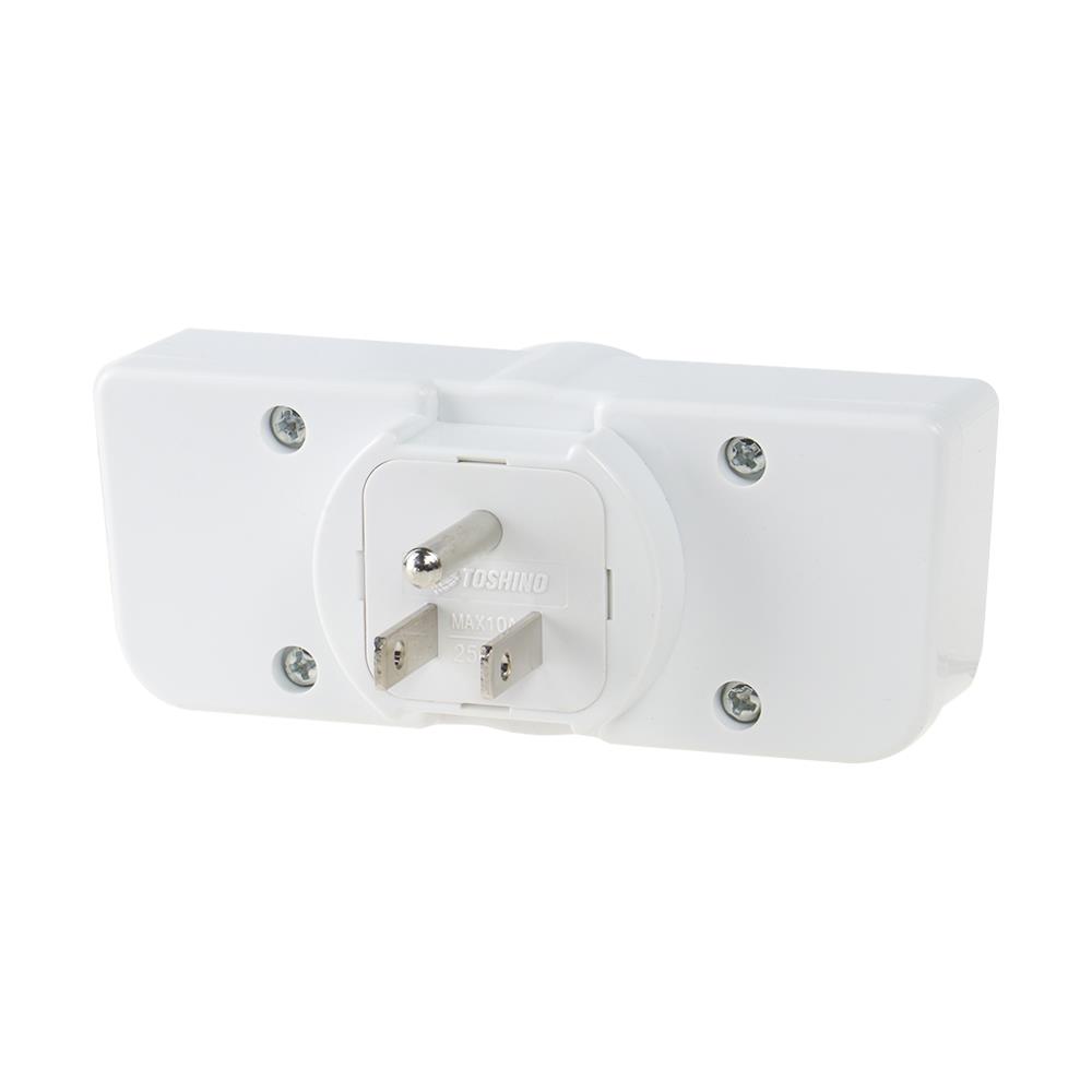ปลั๊กแปลง 3 ขากลมแบน TOSHINO TW3-B สีขาว