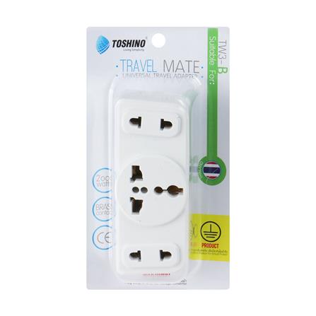 ปลั๊กแปลง 3 ขากลมแบน TOSHINO TW3-B สีขาว_2