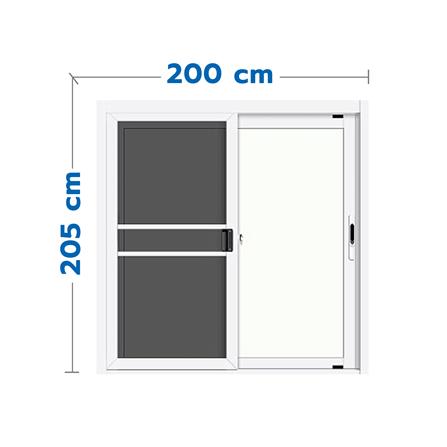 ประตูบานเลื่อน อะลูมิเนียม S-S มุ้ง LYNN PRIME SERIES 200x205 ซม. สีขาว