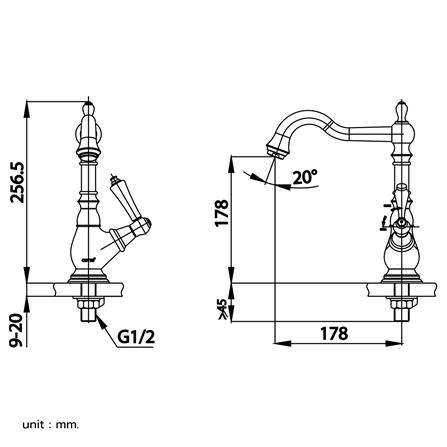 ก๊อกอ่างล้างหน้าเดี่ยว COTTO CT1201C42GR_1