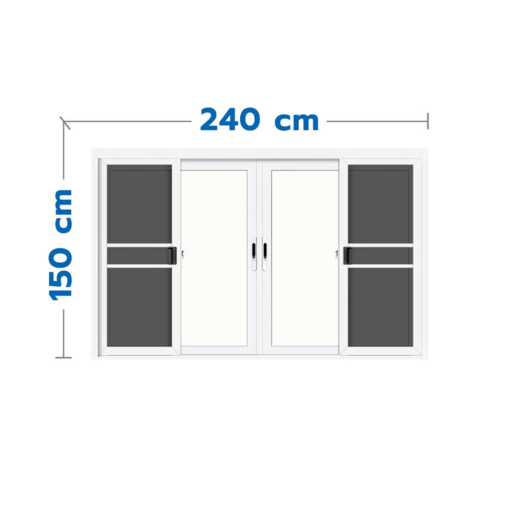 หน้าต่างบานเลื่อน อะลูมิเนียม 4 บาน LYNN GRAND PANO 240X150 ซม. สีขาว